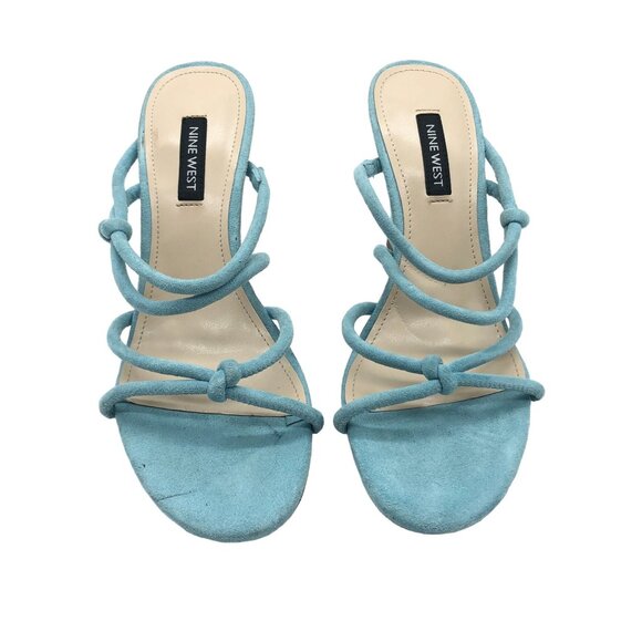 Nine West Kims Light Blue Faux Suede Strappy Sandals Heels Size 6 M - Picture 2 of 7